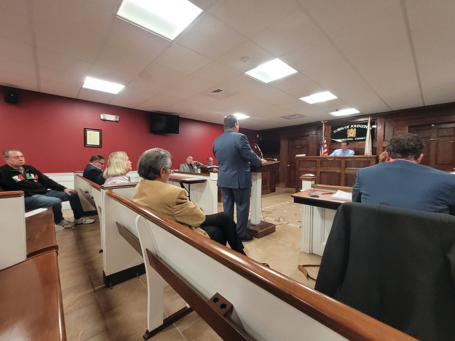 SPEAKER OF THE HOUSE: Attorney K. Joseph Shekarchi, who also serves as Rhode Island’s Speaker of the House, addresses Johnston Town Council last week. He was representing the owners of Bar 101.